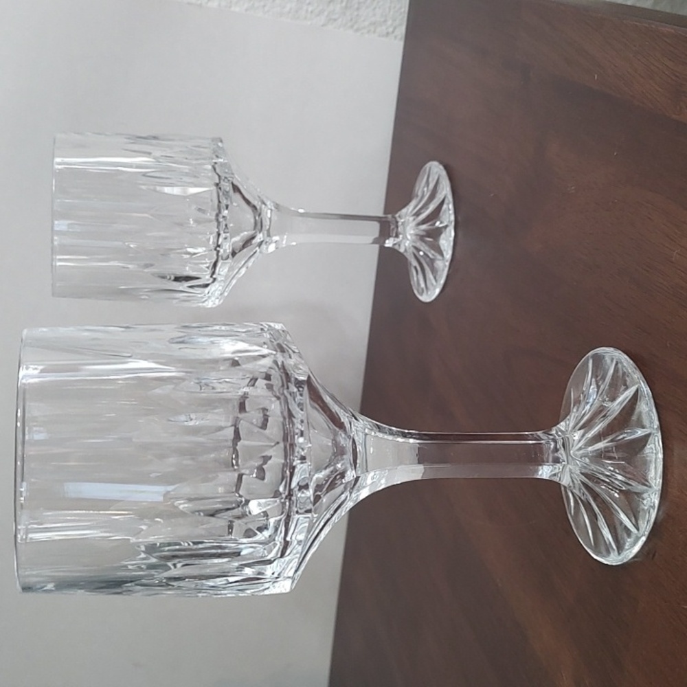 FOSTORIA Wine Glass Greenfield Clear Heavy Lead Crystal 5oz - 6"in tall Set 2